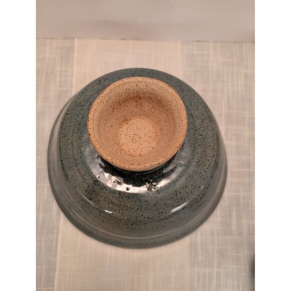 Handcrafted Studio Pottery Blue Gray Glaze Speckled Pedestal Bowl 7" Signed JW - Picture 5 of 11